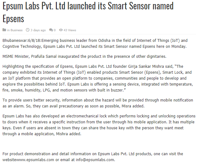 Epsum Labs is a professional Industrial Automation company in Bhubaneswar City | Epsum labs Industry 4.0 | IOT and Embedded systems in Bhubaneswar | Software services like Digitization, Website Design, App Development, API Service, Digital Marketing, etc. in Bhubaneswar, Odisha | Hardware products like GPS Tracker and IR Blaster